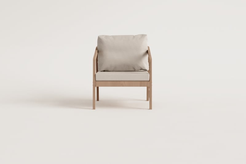 Fauteuil van acaciahout en gevlochten touw Kaela