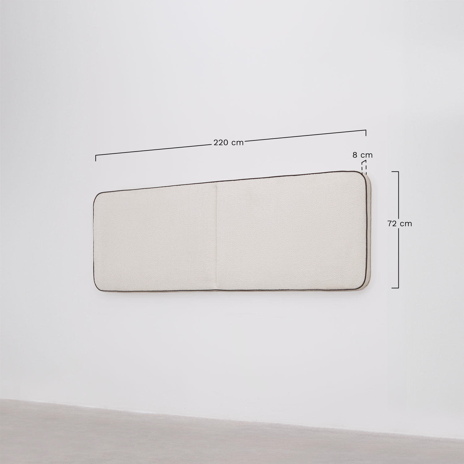 Romeo hoofdbord in bouclé van 220 cm, AFMETINGEN