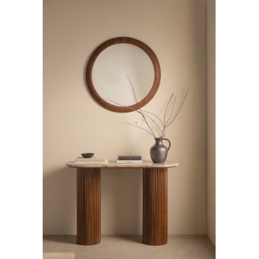 Console 110x45 Cm In Marmer En Mangohout Giselda Marmer - Sklum