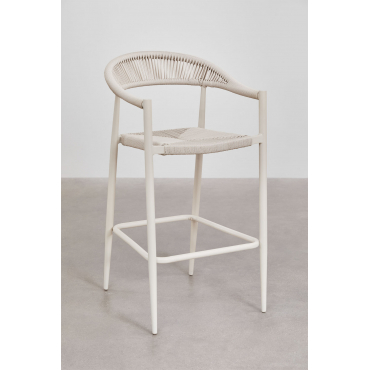 Pakket Van 2 Hoge Tuinstoelen Van Aluminium En Gevlochten Touw Amatria Tapioca Beige - Sklum