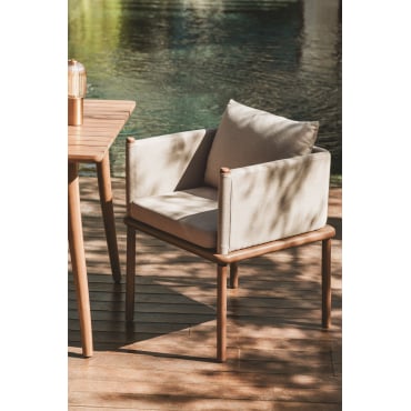 Olivia Tuinstoel Met Armleuningen In Acaciahout Beige - Semoline - Sklum