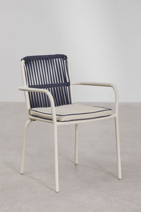 Stapelbare aluminium eetkamerstoel met armleuningen Alberta - Marine blauw