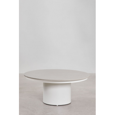 Ronde Tuintafel Ø90 Cm In Gesinterde Steen En Aluminium Anturio Grijs - Sklum