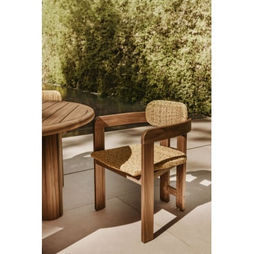 Ginara Tuinstoel Met Armleuningen In Acaciahout En Synthetisch Rotan Acacia Bruin - Sklum