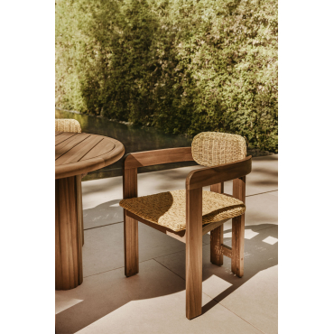 Set Van 4 Tuinstoelen Met Armleuningen In Acaciahout En Synthetisch Rotan Ginara Acacia Bruin - Sklum