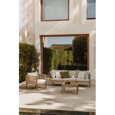 Tuinset Met 3-delige Modulaire Bank Met Armleuningen, Fauteuil En Salontafel In Branson Acaciahout Acacia Bruin - Sklum