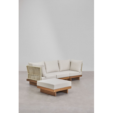 Dailin 3-delige Modulaire Bank Met 2 Hoekstoelen En Voetenbank In Acaciahout Acacia Bruin - Sklum