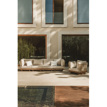 Tuinset Met Modulaire 4-delige Bank Met 2 Hoekfauteuils En Fauteuil In Acaciahout Dailin Acacia Bruin - Sklum