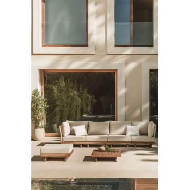 Dailin 4-delige Modulaire Tuinbankset Met 2 Hoekstoelen, Salontafel En Poef In Acaciahout Acacia Bruin - Sklum