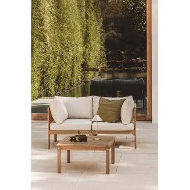 Tuinset Met 2-delige Modulaire Bank Met Armleuningen En Salontafel In Branson Acaciahout Acacia Bruin - Sklum