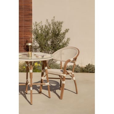 Stapelbare Tuinstoel Met Armleuningen In Textiel En Aluminium Brielle Bistro Gardenia Wit - Sklum