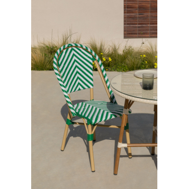 Set Van 4 Stapelbare Tuinstoelen In Synthetisch Riet Kalian Bistro Groen – Amazone - Sklum