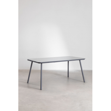 Rechthoekige Eettafel Van Glas En Aluminium (160x90 Cm) Arhiza Grijs – Grafiet - Sklum