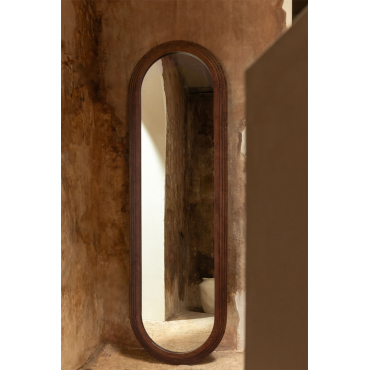 Ovale Wandspiegel 50x165 Cm In Munar Eikenhout Donker Hout - Sklum