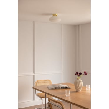 Ronde Plafondlamp Ø30 Cm Van Ijzer En Glas Diribe Goud - Sklum