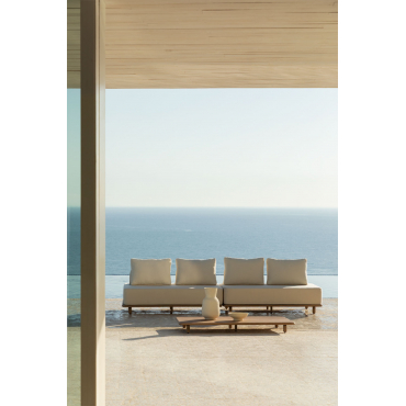Tuinset Met Modulaire Tuinbank Van 2 Stuks Met 2 Zitplaatsen En Salontafel 160x95 Cm In Acacia Portet Gardenia Wit - Sklum