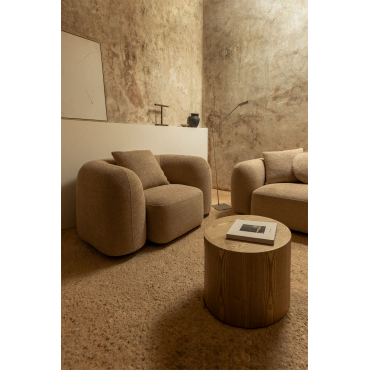 Fauteuil In Chenille Coco Dikke Chenille Stof Latte Bruin - Sklum