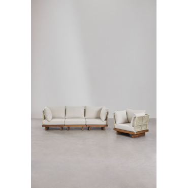 Dailin 3-delige Modulaire Bankset Met 2 Hoekstoelen En Fauteuil In Acaciahout Acacia Bruin - Sklum