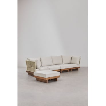 Dailin 4-delige Modulaire Bank Met 2 Hoekstoelen En Voetenbank In Acaciahout Acacia Bruin - Sklum