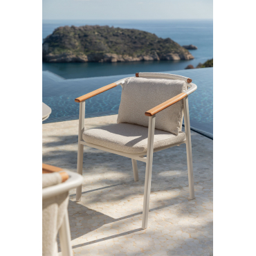 Set Van 4 Yervin Tuinstoelen Met Armleuningen In Aluminium En Bouclé Stof Bouclé Natuurlijke Kleuren - Sklum