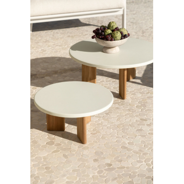 Set Van 2 Yervin Ronde Aluminium Tuin Salontafels Gardenia Wit - Sklum