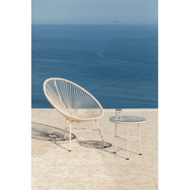 Set Van 2 Tuinstoelen Van Staal En Synthetisch Riet Nieuw Acapulco Tapioca Beige - Sklum