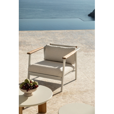2-pack Tuinstoelen Van Aluminium En Bouclé Stof Yervin Bouclé Natuurlijke Kleuren - Sklum