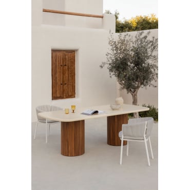 Rechthoekige Tuintafel Van Cement En Acaciahout Sirvon 230 X 110 Cm - Sklum