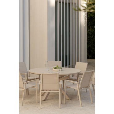 Uitschuifbare Tuintafel 145-200x145 Cm In Barces Aluminium Tapioca Beige - Sklum