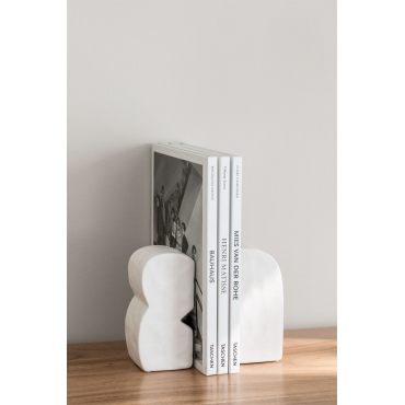 Set Van 2 Boekensteunen In Cement Adler Wit - Sklum