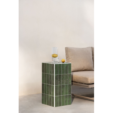 Vierkante Tuintafel 30x30 Cm In Cement En Bongani Tegels Cactus Groen - Sklum