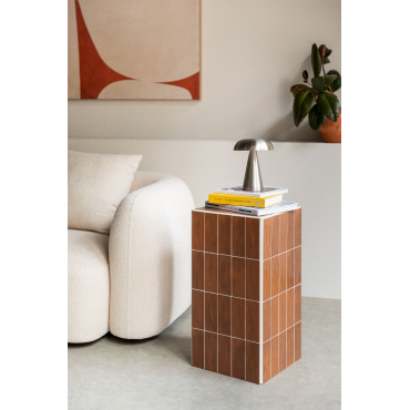 Vierkante Bijzettafel 30x30 Cm In Cement En Bongani Tegels Rood – Klei - Sklum