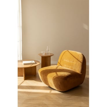 Draaifauteuil In Chenille Sernin Bruin – Zand - Sklum