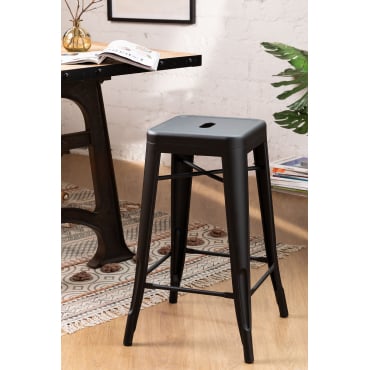 Hoge Kruk In Lix Mate Staal Zwart & ↑65 Cm - Sklum