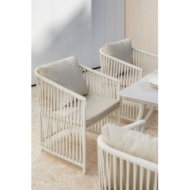 Set Van 2 Tuinstoelen Met Armleuningen In Aluminium En Gevlochten Touw Sophie Gardenia Wit - Sklum