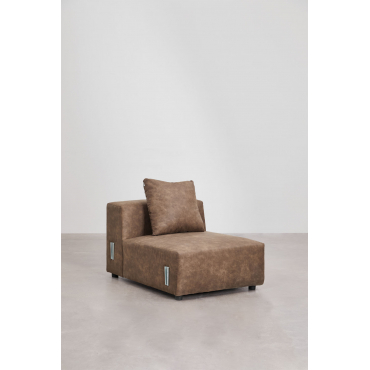 Middenmodule 85x113 Cm Met Kussen Voor Modulaire Bank Bruna Bruin Koffie Suède - Sklum
