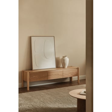 Tv-meubel 185x45 Cm In Mdf Met Eikenfineer Munden Eikenhout - Sklum