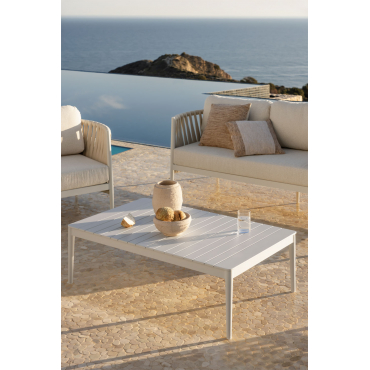 Salontafel Voor De Tuin Rechthoekig 120x70 Cm In Aluminium Sereilen Gardenia Wit - Sklum