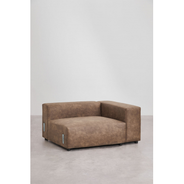 Rechter Hoekmodule (135x113 Cm) Met Hoge Armleuning Voor Modulaire Bank Bruna Bruin Koffie Suède - Sklum