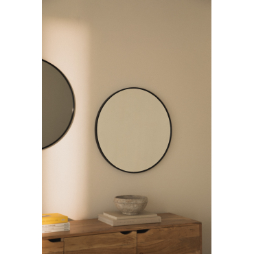 Ronde Metalen Wandspiegel (ø60,5 Cm) Gon Zwart - Sklum