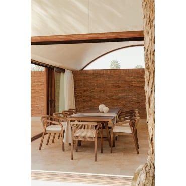 Rechthoekige Eettafel 200-260-320x100 Cm Uitschuifbaar In Dubai Acacia Hout Donker Acaciabruin - Sklum