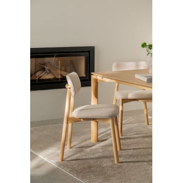 Eetkamerstoel Van Hout En Stof Kampala Stof Crème Beige - Sklum