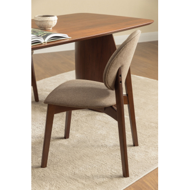 Set Van 4 Eetkamerstoelen In Hout En Stof Yamena Stof Lichtbruin - Sklum