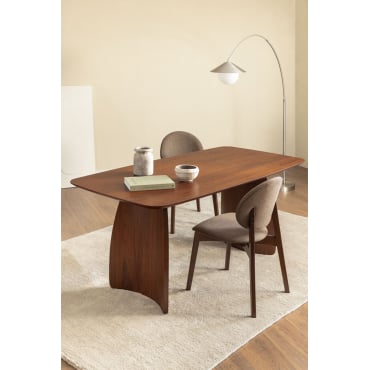 Eettafel Rechthoekig 180x90 Cm In Mdf Met Notenhoutfineer Luanda Marrón Nogal Oscuro - Sklum