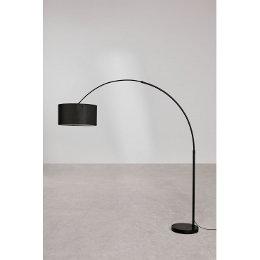 Vonera Linnen En Ijzeren Vloerlamp Zwart - Sklum