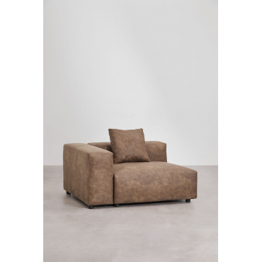 Linker Hoekmodule (135x113 Cm) Met Hoge Armleuning En Kussen Voor Modulaire Bank Bruna Bruin Koffie Suède - Sklum