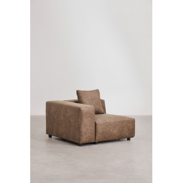 Linker Hoekmodule (115x113 Cm) Met Hoge Armleuning En Kussen Voor Modulaire Bank Bruna Bruin Koffie Suède - Sklum
