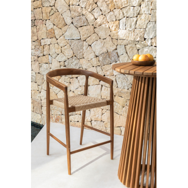 Pakket Van 4 Hoge Tuinstoelen In Teakhout (65 Cm) Visby Teakhout - Sklum