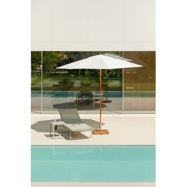 Parasol In Stof En Hout Ø290 Cm Cretas Gardenia Wit - Sklum