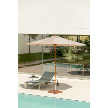 Parasol Ø290 Cm In Stof En Hout Cretas Naakt Beige - Sklum